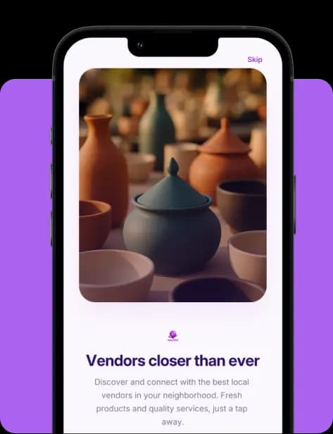 Anjoh app splash screen showing vendors closer than ever